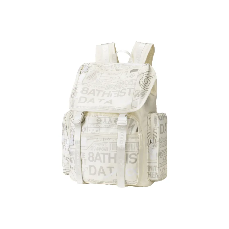 8atheist Polyester Student Backpack Regular Unisex Ecru-1