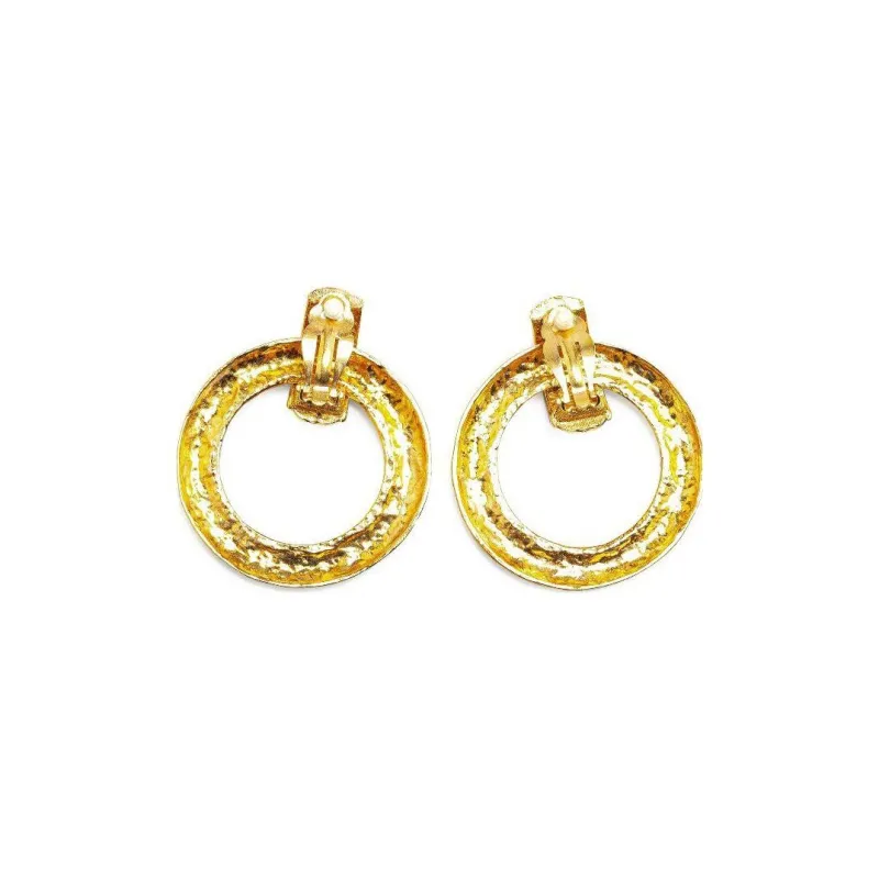 CHANEL 1990 2000s Dangle Hoop Clip on Earrings-1