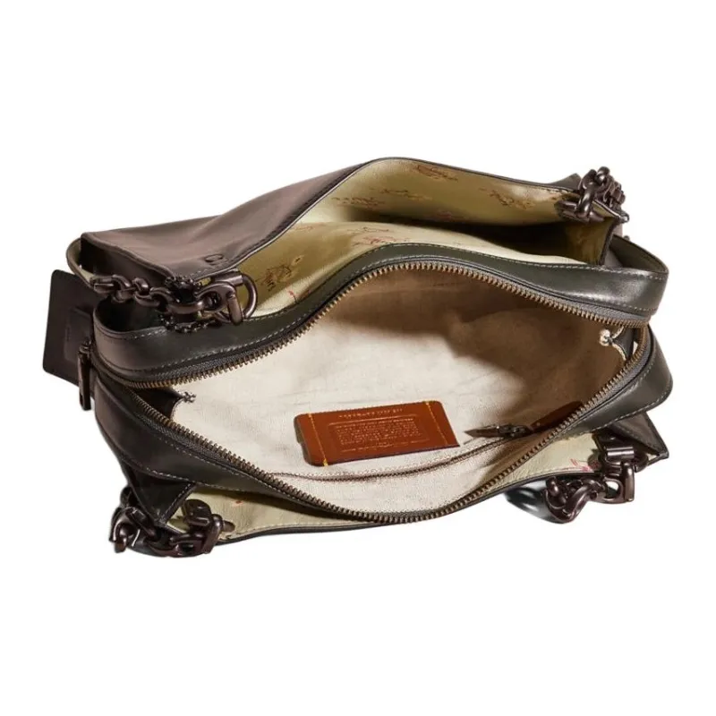 COACH Emery Eggstone Grain Leather Crossbody Bag Shoulder Bag Large Size Women's White Aluminum With Ivy-1