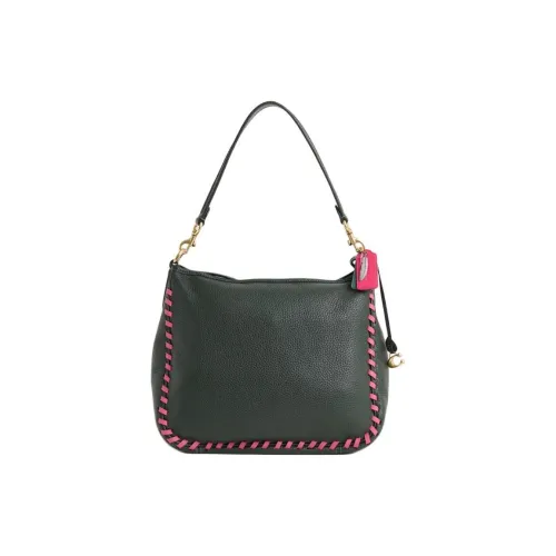 COACH Cary Leather Shoulder Bag Large Size Women's Amazon Green