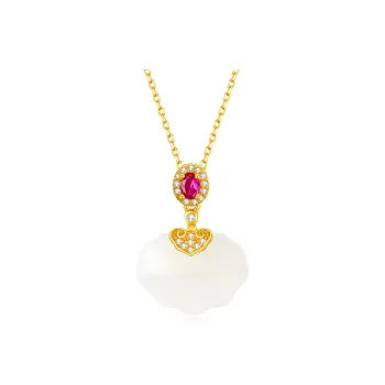 JINLIUFUJIXIANG Hetian Jade Necklaces Pale Greenish White Jade Women's