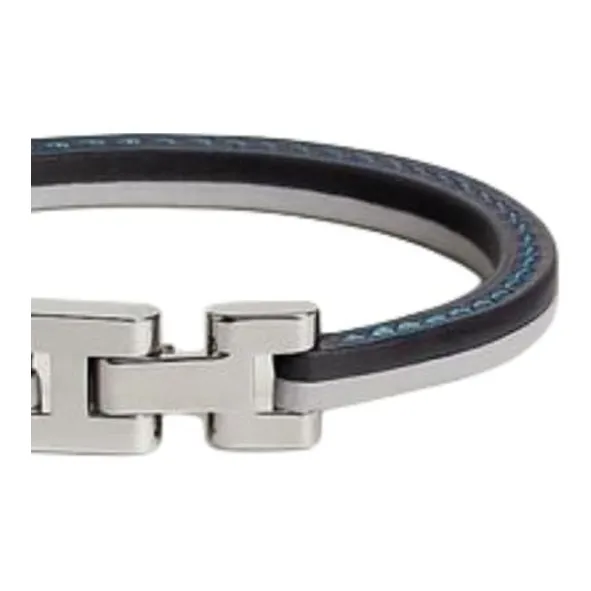 HERMES Palladium-Plated Bracelets Men's Blue Black-1