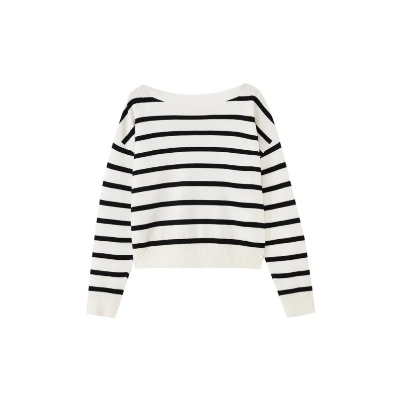 SHUIYUNJIAN Sweater Women's Raw White Strips-1
