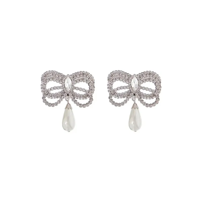 Alessandra Rich Bow Embellished Earrings-0