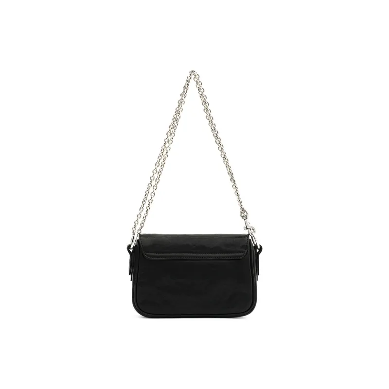 SMFK Transparent Glazed Surface Cow Leather Crossbody Bag Trumpets Women's Wilderness Black-2