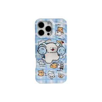 Sopi Acrylic Material Couple Dog Magnetic Stand Phone Cases Compatible With IPhone 16/15 Pro Max/Apple 13/14 Pro/Max