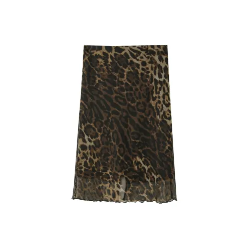 3COLOUR Casual Long Skirts Women's Hazelnut Brown Geometry