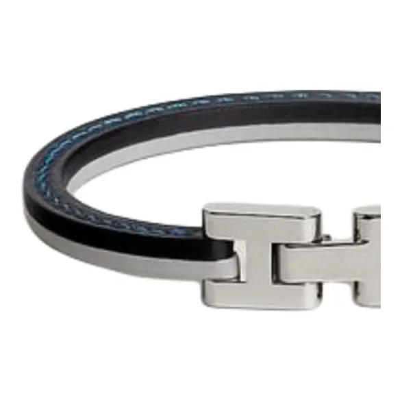 HERMES Palladium-Plated Bracelets Men's Blue Black-2
