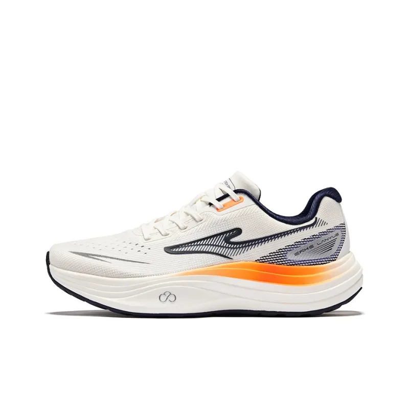Erke Smocking Cushioning Rebound Low Top Training Running Shoes Men's Microcrystal White Bristol Blue-0