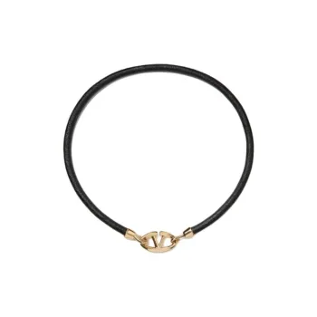 Valentino Leather Metal Bangles Men's Black