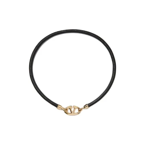 Valentino Leather Metal Bangles Men's Black