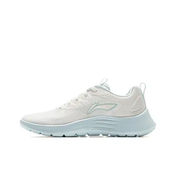LiNing Feather Anti Slip Wear Resistant Low Top Casual Running Shoes Women's White Blue