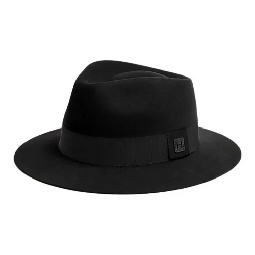 HERMES Rabbit Fur Felt Top Hats Unisex Black