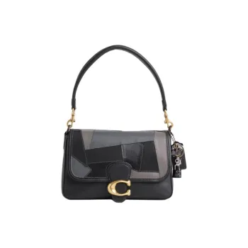 COACH Soft Tabby Leather Shoulder Bag Crossbody Bag Handbag Medium Size Women's Tin/Black