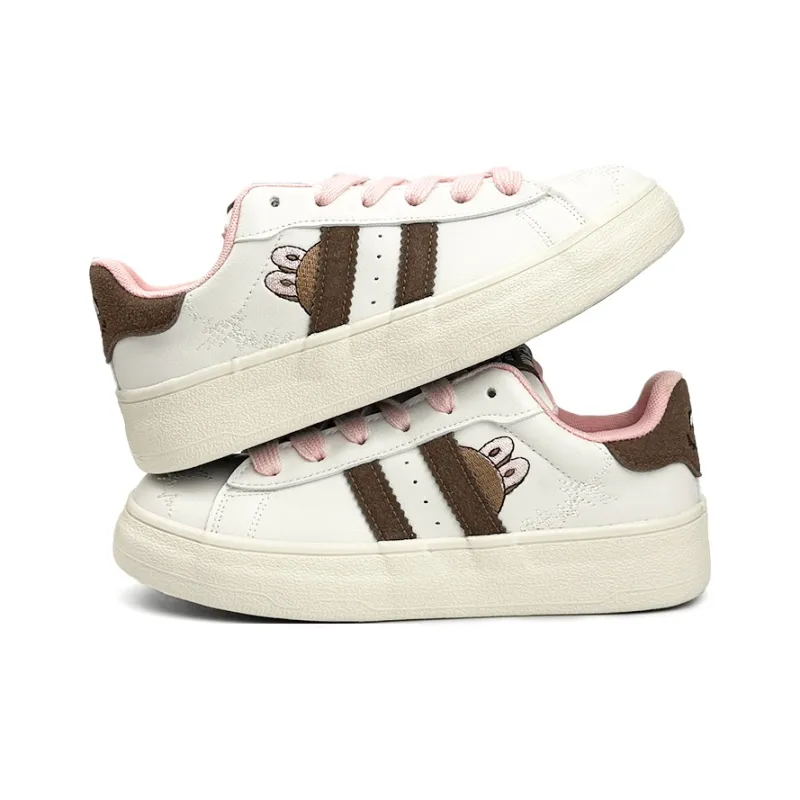 Mengsai Shock Absorbers With Slip Resistant Features Low Top Skateboard Shoes Women's Pink Brown-4