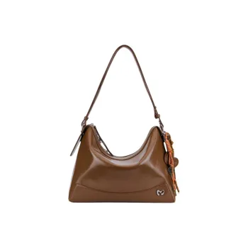 MCMIKO Cow Leather Shoulder Bag Medium Size Women's Effortless Brown
