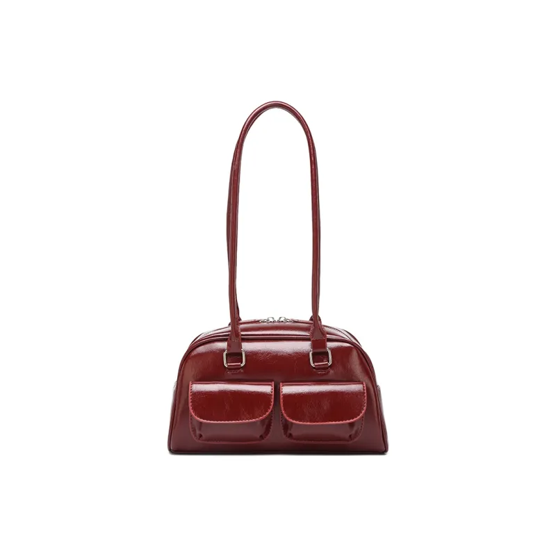 SEPTWOLVES PU Shoulder Bag Large Size Women's Black/White/Brown/Blue/Burgundy-16