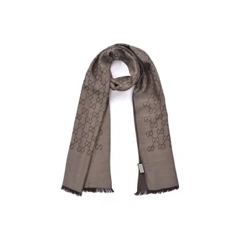 GUCCI Women's GG Logo Wool Silk Scarf 'Dark Brown'