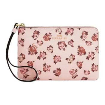 COACH Corner Zip Coated Canvas Clutch Mini Women's Blush Complexion