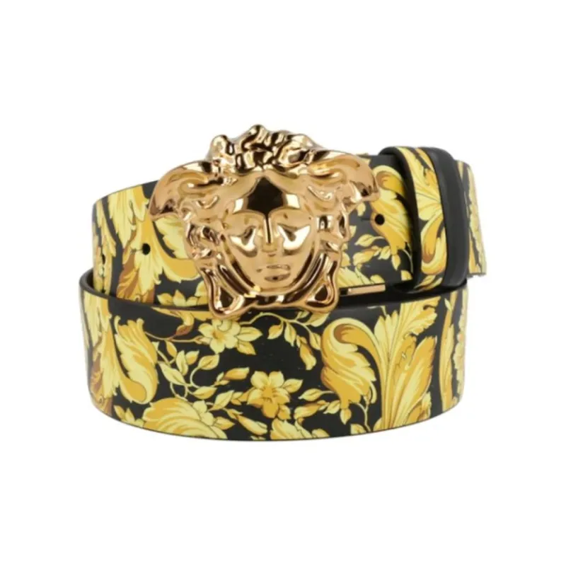 VERSACE La Medusa Reversible Leather Belt Gold tone-0