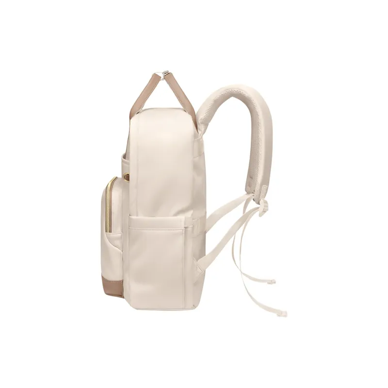 V.NINE Fabric Backpack Laptop Bag Backpack Large Size Unisex Apricot/Black-4