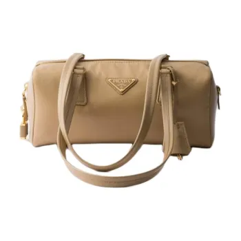 PRADA Recycled Nylon Handbag Shoulder Bag Medium Size Women's Camel Brown