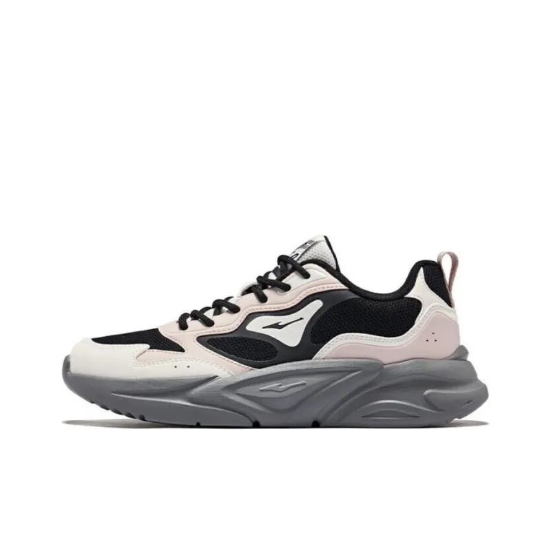 Erke Cushioning Anti Slip And Wear Resistant Low Top Casual Shoes Women's Black Beige Pink-0