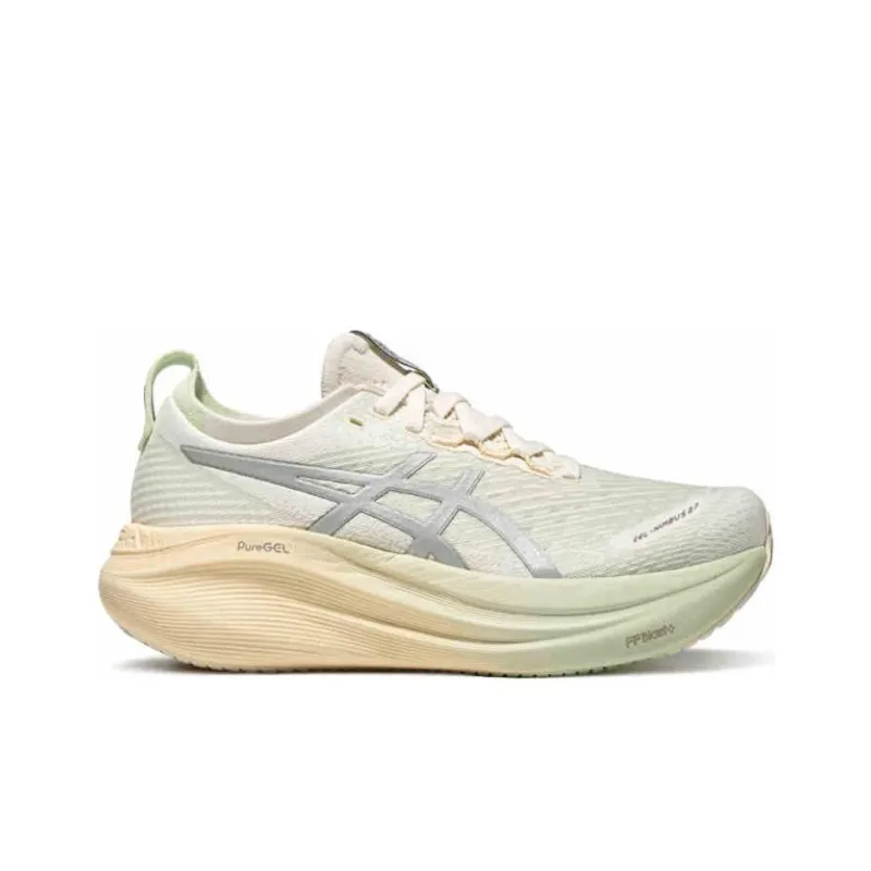 Asics GEL NIMBUS 27 Anti Slip Wear Resistant Low Top Running Shoes Women's Milk White-1