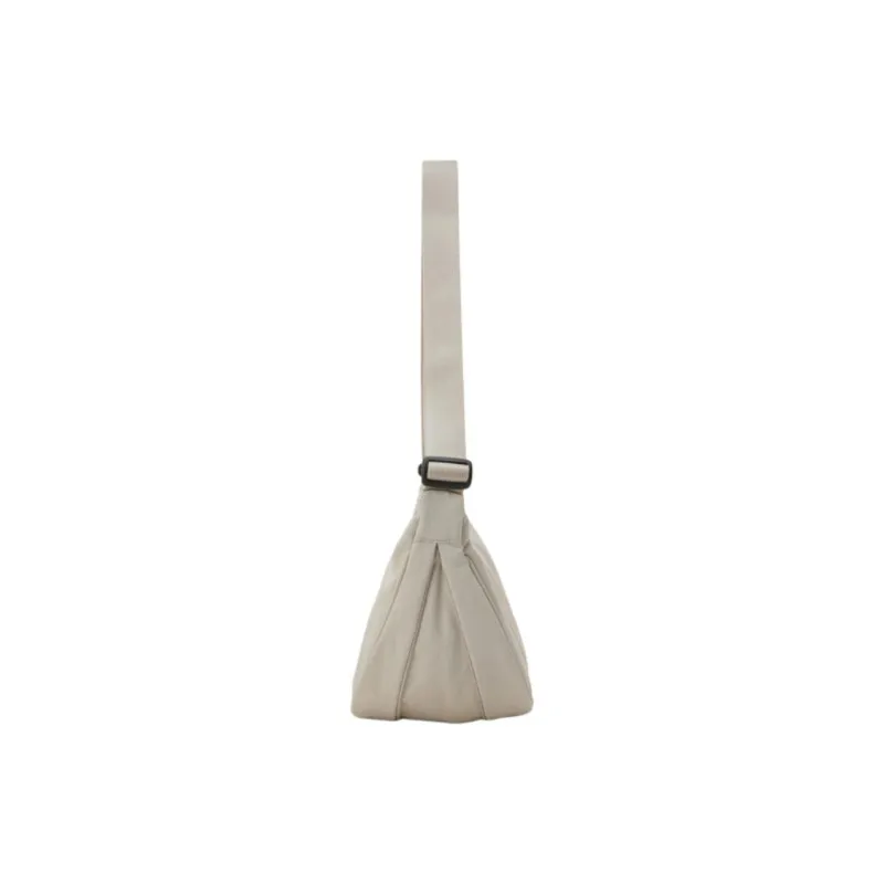 DESCENTE Nylon Crescent Bag, Crossbody Bag, Shoulder Bag Small Size Unisex Ivory White-2