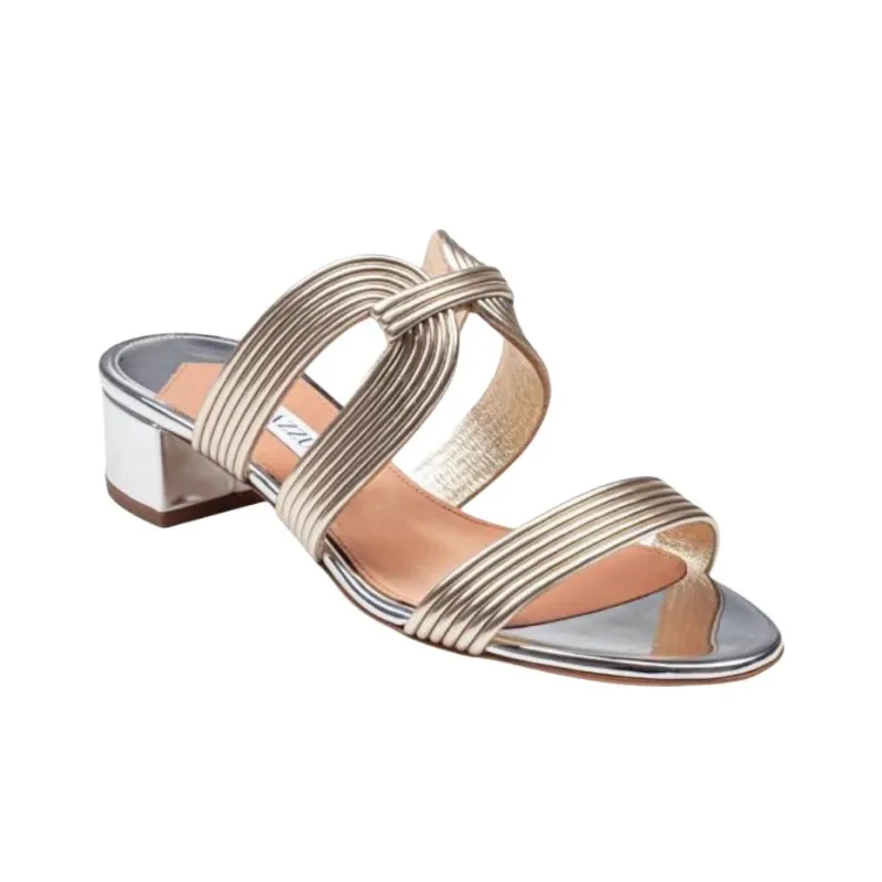 AQUAZZURA Slide Slippers Women's Light Gold/Silver-2