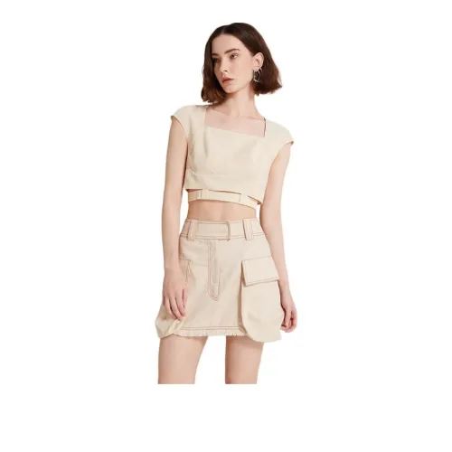 SUNDAY LIFE Casual Short Skirts Women's Ecru