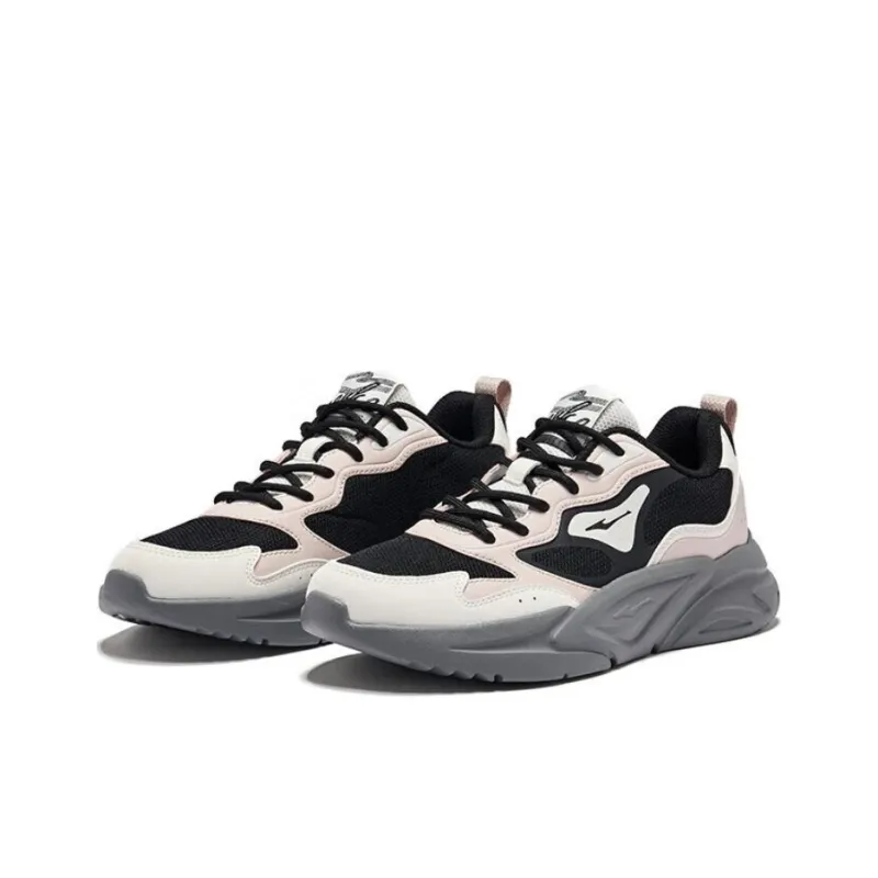 Erke Cushioning Anti Slip And Wear Resistant Low Top Casual Shoes Women's Black Beige Pink-2