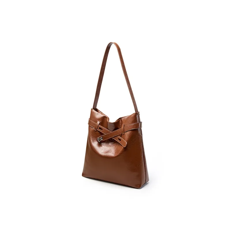 Carnival Keep Cow Leather Patchwork Synthetic Leather Shoulder Bag Women's Coffee/Black-1