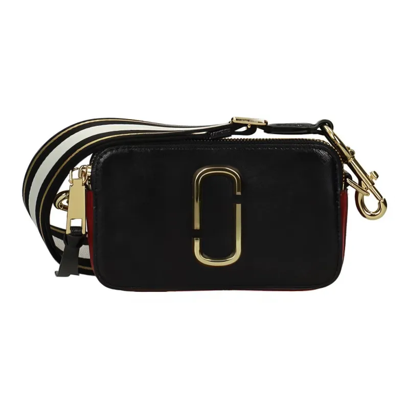 MARC JACOBS Snapshot Leather Camera Bag, Small Square Bag, Shoulder Bag, Crossbody Bag Women's Black-1