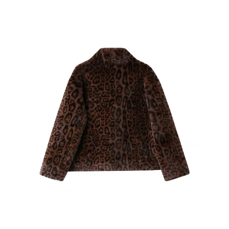 VICTORIA&VERA Velvet feel Coat Women's Leopard Print-1