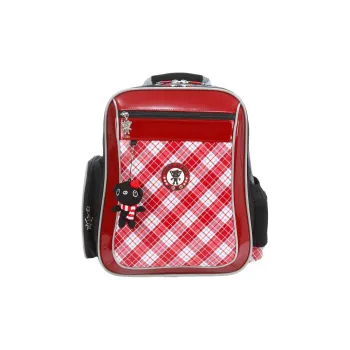 UNME Emulsion Layer Student Bag Medium Size Kids' Red Plaid/Blue Plaid