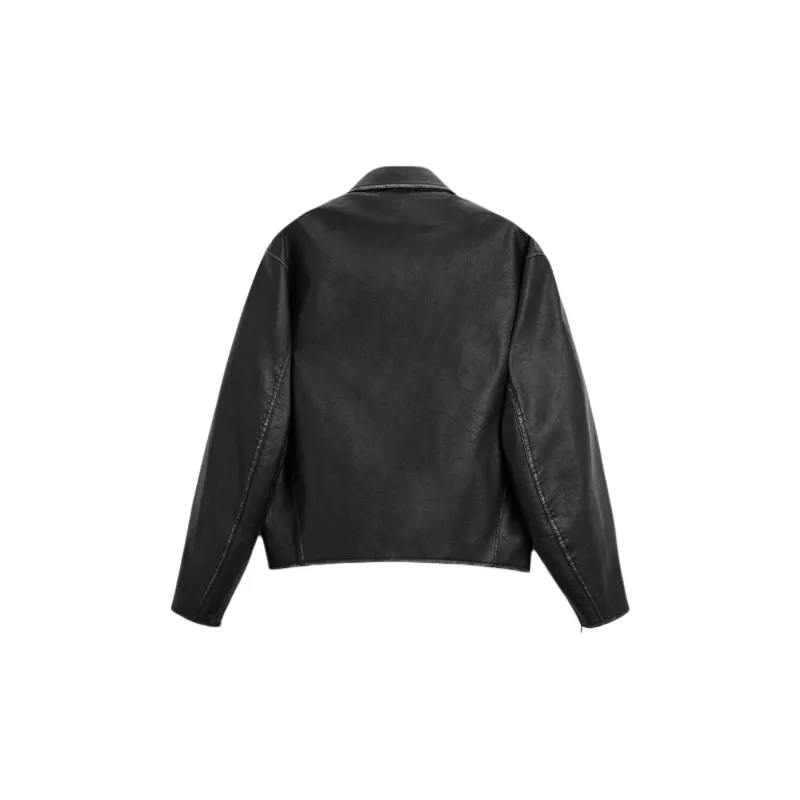 ZARA Leather Jacket Men's Black-1