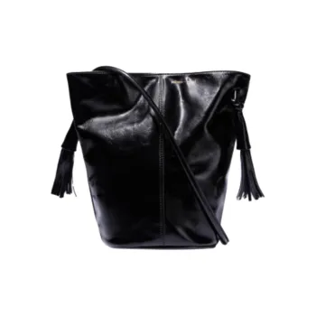 Paloma-wool Cow Leather Bucket Bags Shoulder Bags Medium Size Women's Black