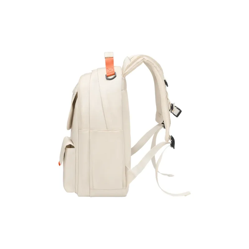 V.NINE Fabric Backpack Laptop Bag Backpack Tubas Women's Pudding Milk White-3