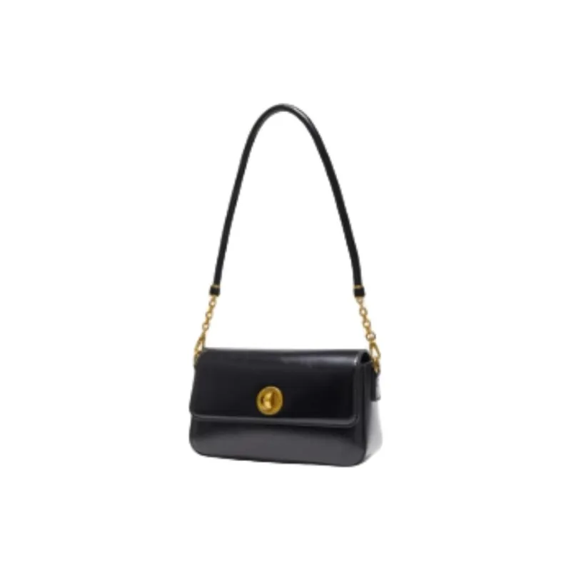 Three Blessings PU Shoulder Bag Medium Size Women's Brown/Black/Red-5