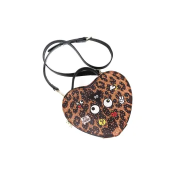 EYE THEME Pu Shoulder Bag, Crossbody Bag Medium Size Women's Leopard Print & Black
