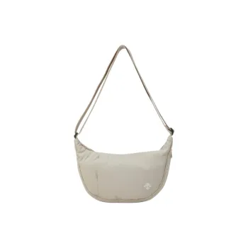 DESCENTE Nylon Crescent Bag, Crossbody Bag, Shoulder Bag Small Size Unisex Ivory White