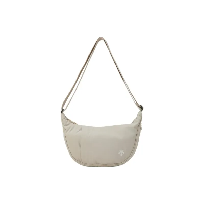 DESCENTE Nylon Crescent Bag, Crossbody Bag, Shoulder Bag Small Size Unisex Ivory White-0