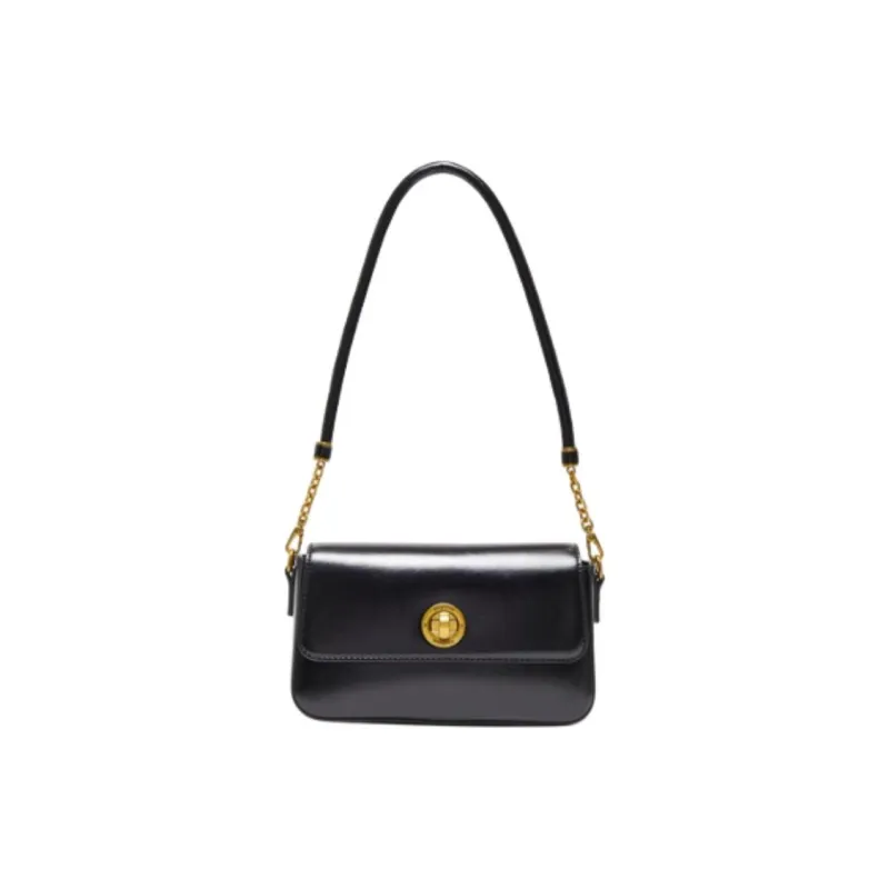 Three Blessings PU Shoulder Bag Medium Size Women's Brown/Black/Red-4