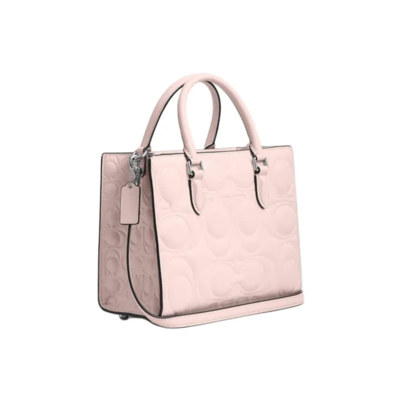 COACH Maggie Smooth Leather Tote Bag, Shopping Bag, Shoulder Bag, Handbag Trumpets Women's Pink-1