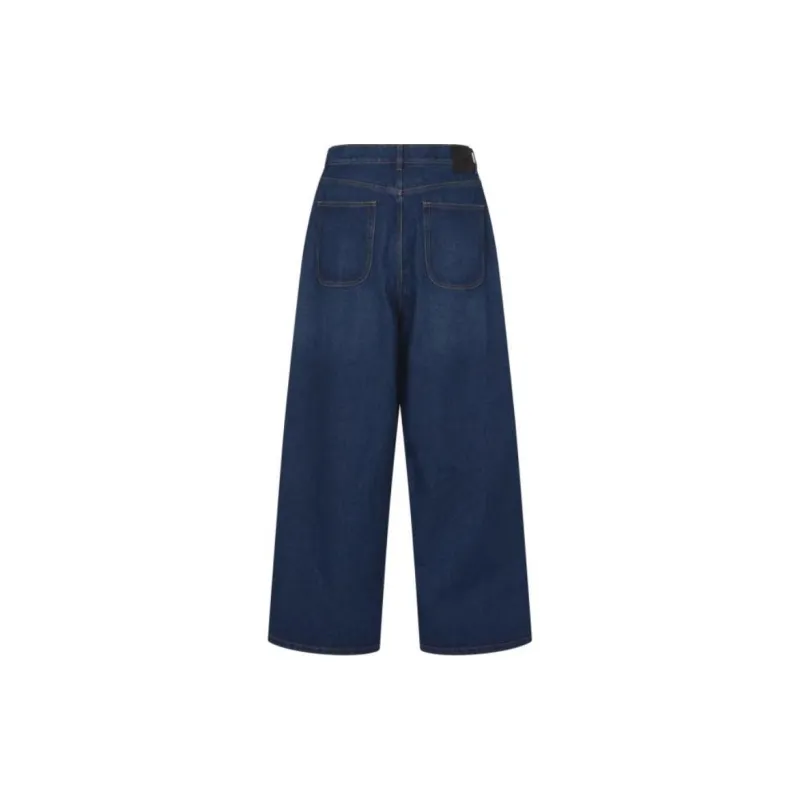 OFF WHITE Logo Embroidered Wide Leg Jeans-1