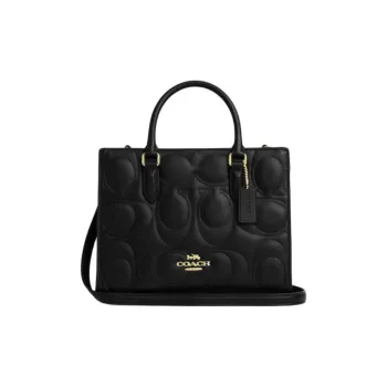 COACH Maggie Smooth Leather Tote Bag, Shopping Bag, Shoulder Bag, Handbag Trumpets Women's Black