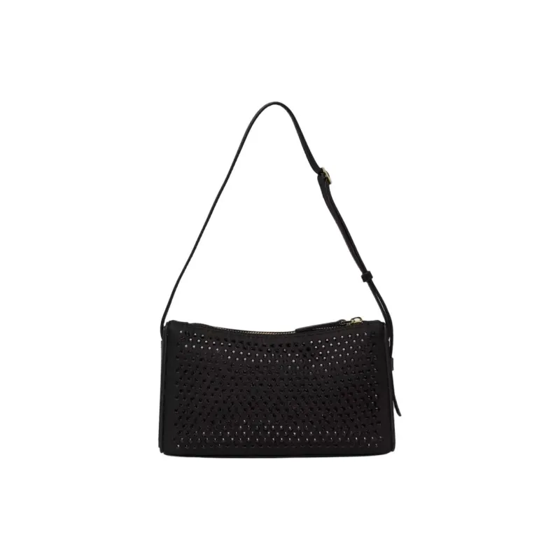 Manu Atelier Prism Canvas Calfskin With Leather Detail Shoulder Bag Canvas Bag Handbag Shoulder Bag Women's Black-4