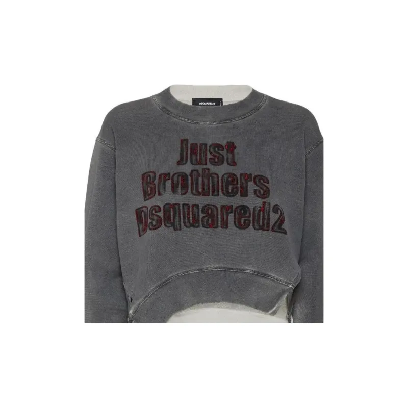 DSQUARED 2 Spray Dyed Round Rib Crewneck Sweatshirt-2