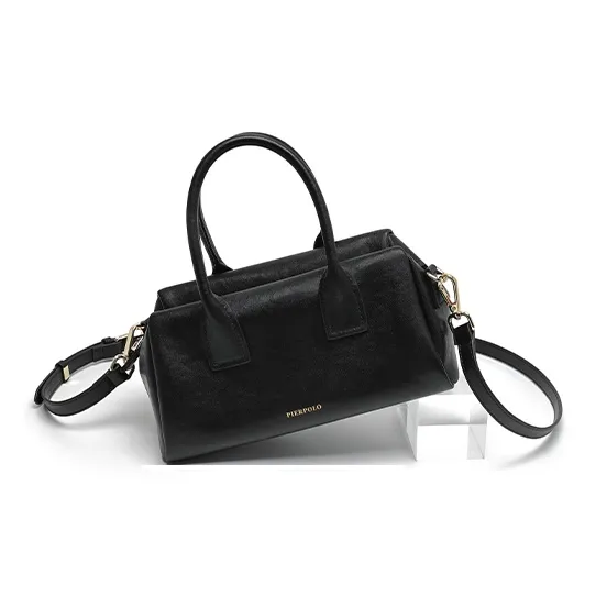 PIERPOLO Cow Leather Commute Crossbody Bag, Shoulder Bag, Handbag Small Size Women's Brown/Black-5